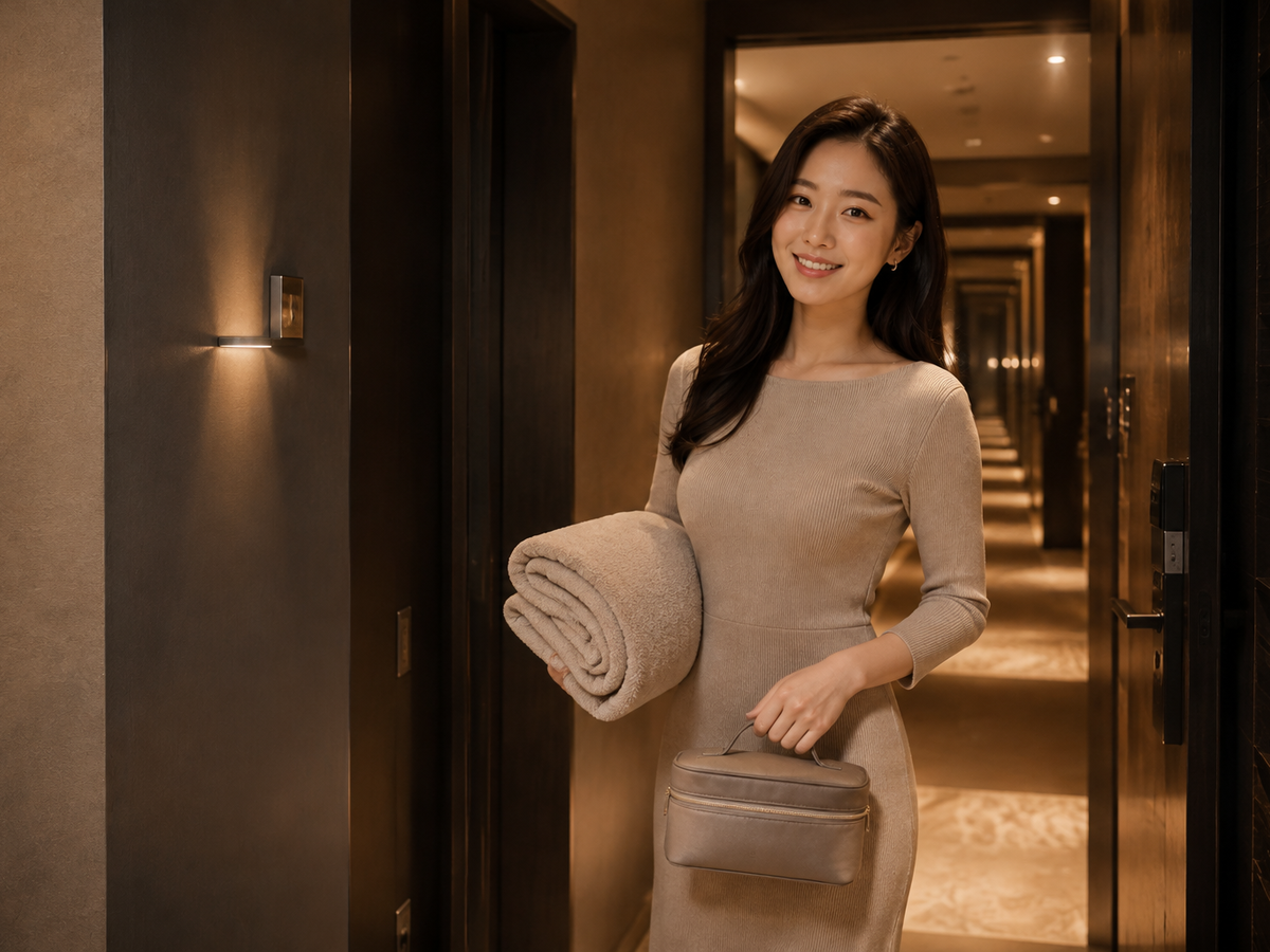 서울 논현동 방문 홈케어 일정을 준비하는 젊은 성인 한국 여성 관리사